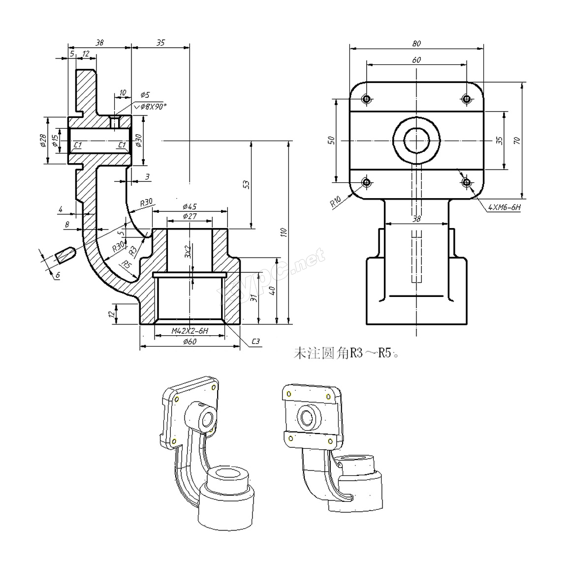 SolidWorks基础练习题 第170题